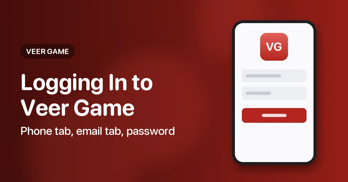 Banner titled Veer Game Login naming the phone and email sign-in tabs