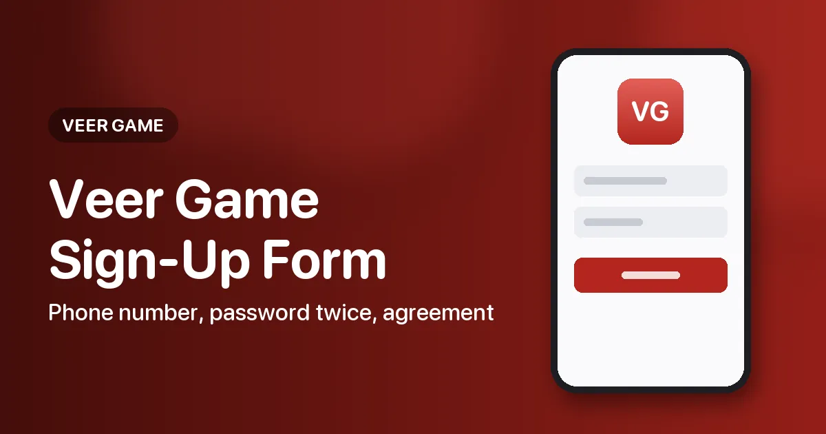Banner titled Register on Veer Game listing the phone, password and agreement fields